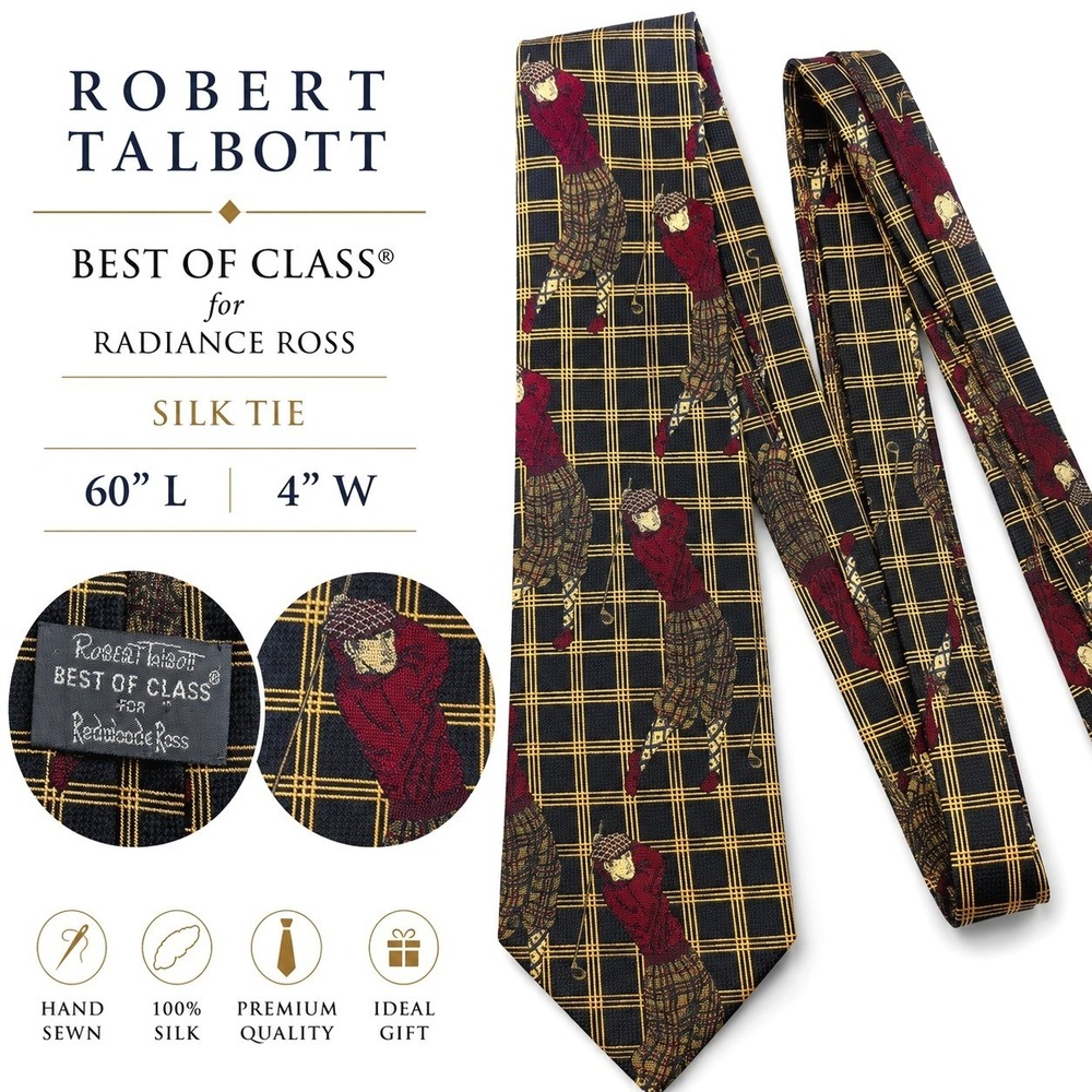 Robert Talbott Best of Class Silk Tie Vintage Golfers Windowpane Country Club